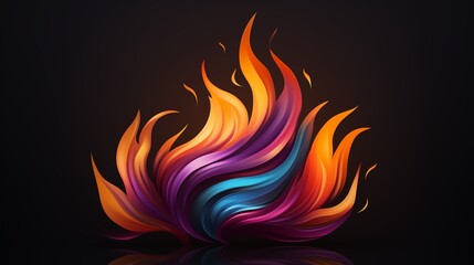 An abstract logo icon resembling a flowing, curving flame.