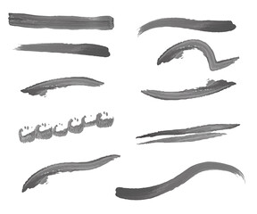 Paint brush. Black ink grunge brush strokes. Vector paintbrush set. Grunge design elements. Painted ink stripes. Creative isolated spots