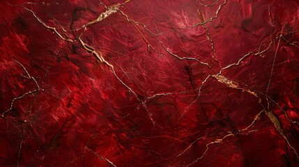 A vibrant red metallic texture, streaked with darker maroons and highlighted with shiny gold lines, capturing the intensity and drama of battles and conflicts created with Generative AI Technology