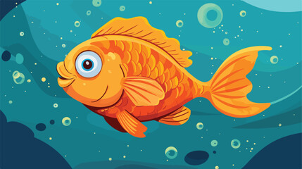 Fototapeta na wymiar Illustration of a close up fish flat cartoon vactor