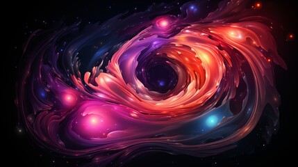 An abstract logo icon resembling a vibrant, swirling galaxy.
