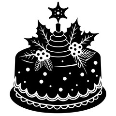 Christmas Cake silhouette vector illustration svg file