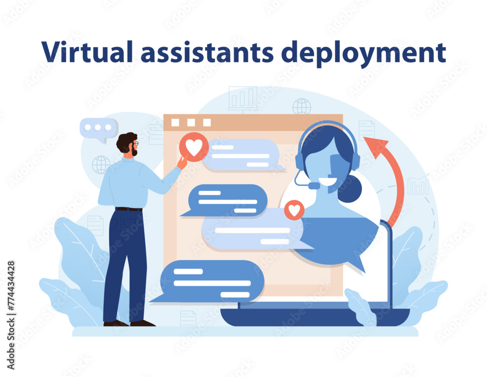 Poster virtual assistant deployment. efficient integration of virtual support services.