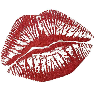 A kiss mark in red lipstick 