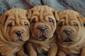 Obraz premium Three Shar Pei puppies nearly four weeks old