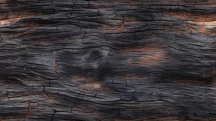 Fotobehang urnt wood texture, charred wood, shou sugi ban texture, yakisugi, high quality graphic source, high resolution background © Kateryna Sharko