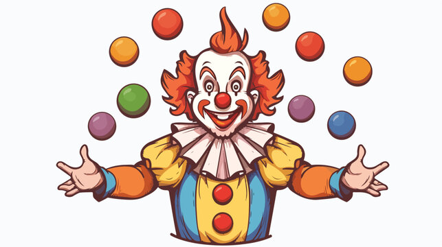 Illustration of a drawing of a clown juggling on a