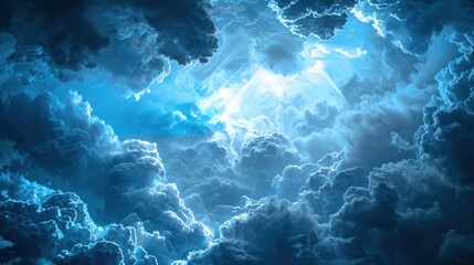 Dramatic view of thunderclouds storm at night cloudy background. Generated AI image
