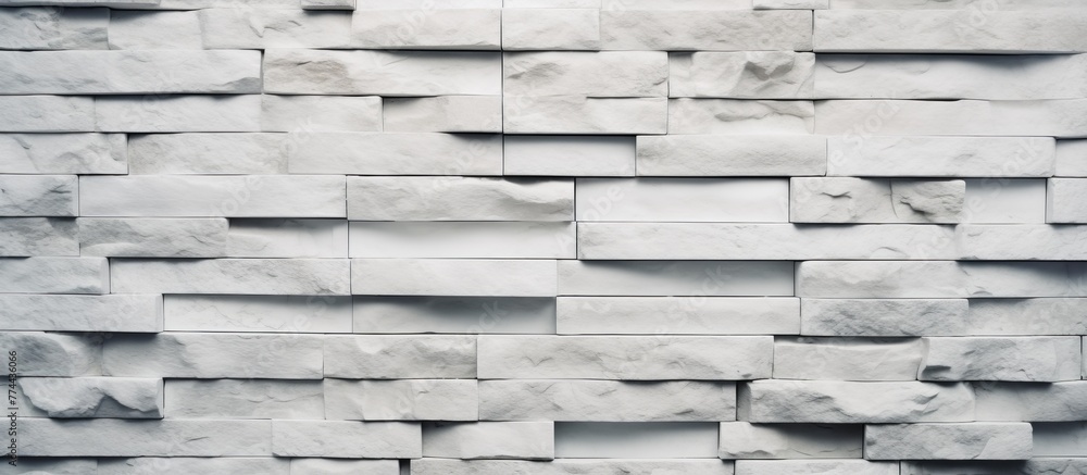 Poster detailed view of a wall constructed with immaculate white marble blocks, creating a clean and elegan