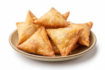 Triangle shaped snacks on a plate with white background in Nairobi Kenya East Africa Delicious food for dinner Photo in travel blog