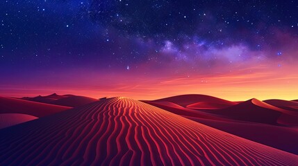 Sunrise Landscape, with Desert Sand Dunes.