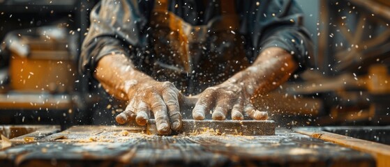 The worker's hands are a blur of motion as he deftly maneuvers each piece into place, his movements fluid and precise. It is a dance of craftsmanship, a symphony of creation unfolding before our eyes. - obrazy, fototapety, plakaty
