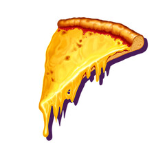Slice of pizza. Pepperoni pizza on white background, isolated. Pizza with 4 cheeses. - 774438631