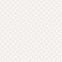 Beige and white vector geometric seamless pattern with smooth lines, arrows, triangles, grid, lattice. Modern abstract graphic ornament. Simple minimal background texture. Subtle repeating geo design - 774439854