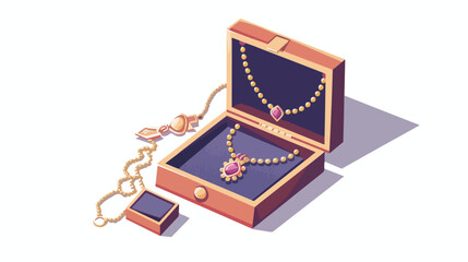 Illustration of a jewellery and a box on a white ba