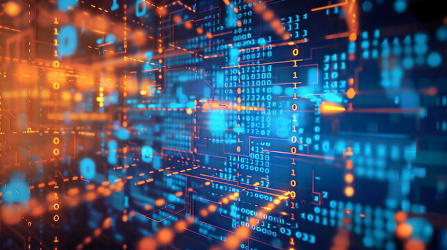 Abstract digital background with binary code and circuit pattern
