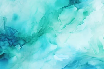 Foto op Plexiglas anti-reflex Turquoise abstract watercolor stain background pattern  © Lenhard
