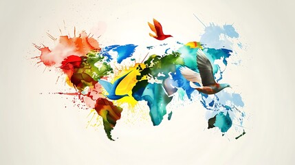 Illustration of different but still one, international world, colorful, International Day of Multilateralism and Diplomacy for Peace event concept