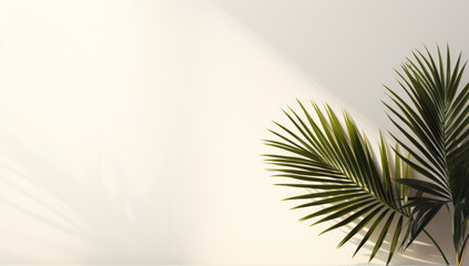 Abstract Palm Leaf Silhouette Projected on White Wall Surface