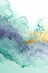 Ethereal Ink Swirls in Aquatic Hues with Golden Accents