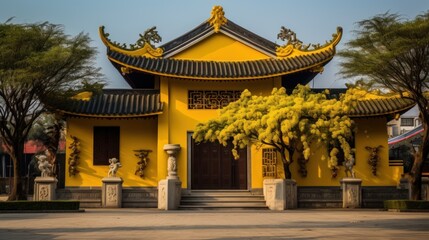 house with the yellow color 8k photography, ultra HD