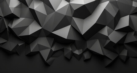 Sleek Polygons: Abstract Black Backgrounds with Geometric Elements - obrazy, fototapety, plakaty