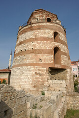 Fototapeta na wymiar Located in Edirne, Turkey, the Macedonian Tower was built during the Roman period.