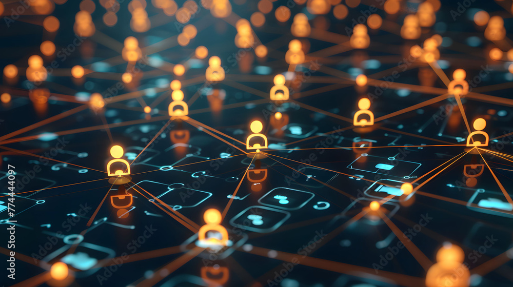 Poster a digital map featuring interconnected location pins, symbolizing global network connectivity and ge