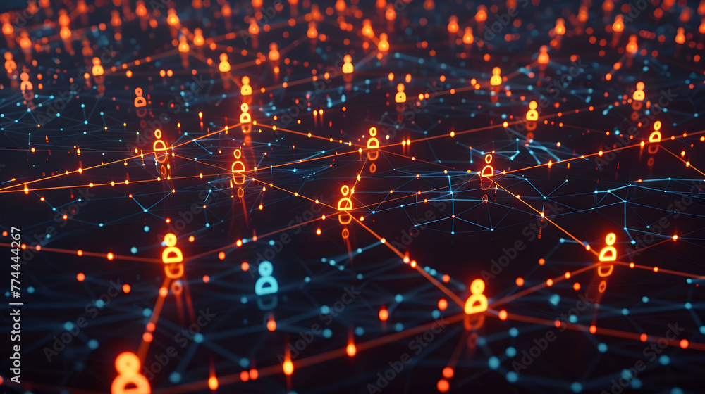 Poster a digital map featuring interconnected location pins, symbolizing global network connectivity and ge