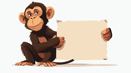 Illustration of a monkey and a paper sheet on a whi