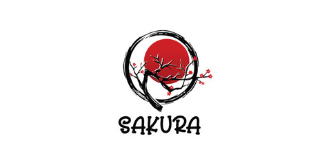 Sakura / logo vector icon illustration Sakura Japanese logo