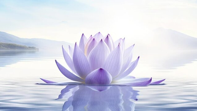 Pink lotus flower in pond at night with bokeh lights