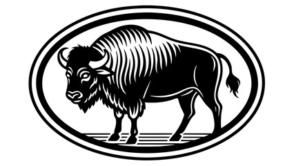 a-picture-of--a--bison-icon-in-circle-logo- vector illustration