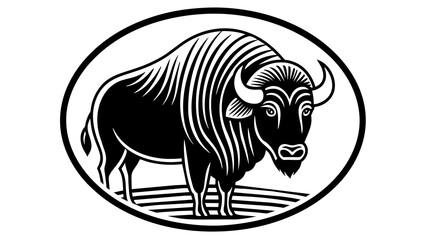 a-picture-of--a--bison-icon-in-circle-logo- vector illustration