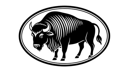 a-picture-of--a--bison-icon-in-circle-logo- vector illustration
