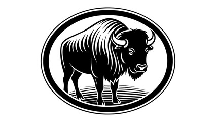 a-picture-of--a--bison-icon-in-circle-logo- vector illustration