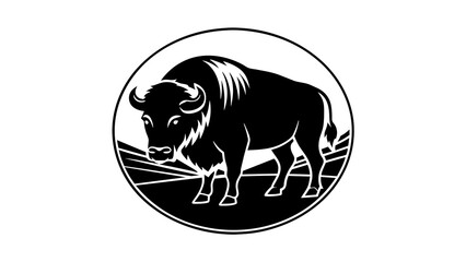 a-picture-of--a--bison-icon-in-circle-logo- vector illustration