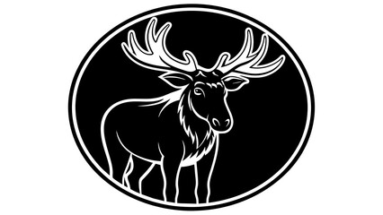 draw-a-picture-of--a--moose-icon-in-circle-logo vector illustration