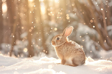 Winter Wildlife Bunny: Stunning Snowy Forest
