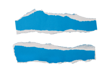 Blue torn paper edge sheets isolated on transparent background