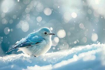 Bluebird Snow Perched Macro Shot