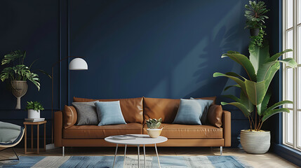 a modern living room with a stylish and cozy ambiance. - obrazy, fototapety, plakaty