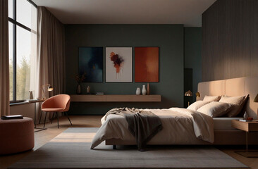 Bedroom interior design in modern classic style