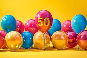 colorful balloons with text 50, birthday concept, illustration - 774451074