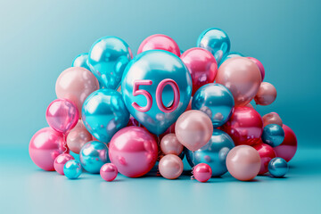 colorful balloons with text 50, birthday concept, illustration - 774452233