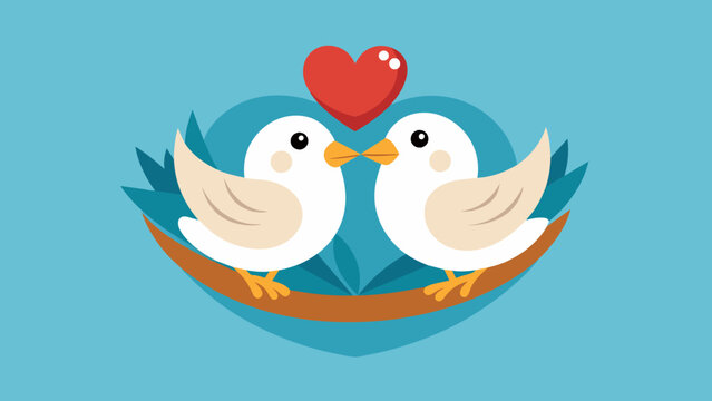 Romantic Nesting Lovebirds Creating Heart-Shaped Homes