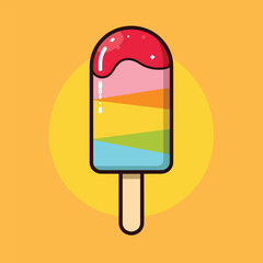 Layered ice lolly with shiny texture.

