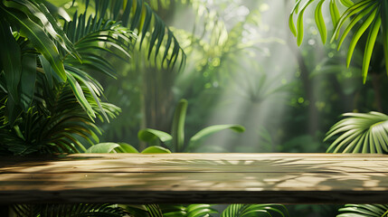 green jungle background for product display presentation, Generative AI