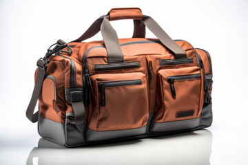 Urban Travel Essential: Men's Brown Duffel Bag with Sleek Grey Accents