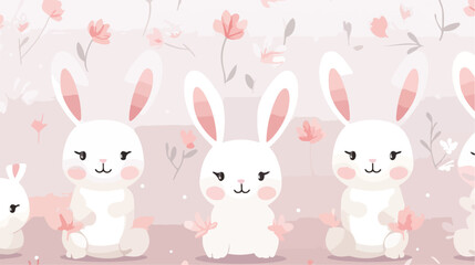 Illustration of a seamless design with bunnies flat